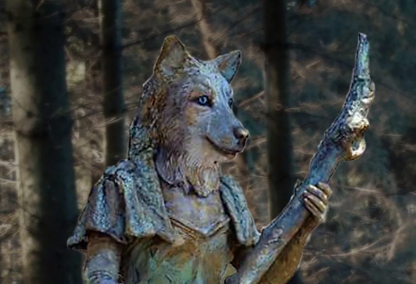 075 Wolvin - Wolf Woman - Living Statue - Levend Standbeeld 01